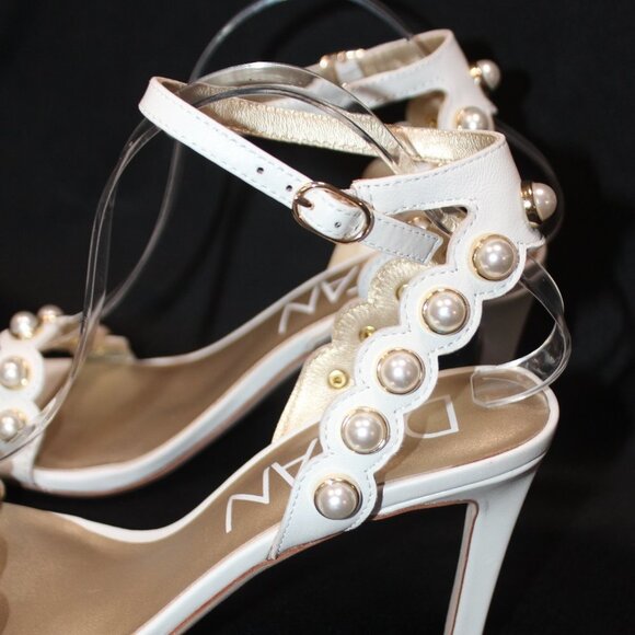 NWT Deltan Cloud Dancer Ivory Pearl and Gold Heels. - Picture 11 of 16